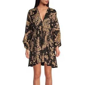 FREE PEOPLE - NWOT - V-NECK, PAISLEY PRINT DRESS